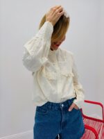 Chemise Romantique En Coton Brodé À Col Volanté – Image 3