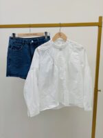 Chemise Élégante En Coton À Détails Dentelle Et Col Montant – Image 2