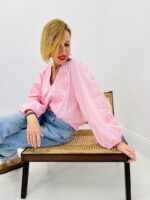 Blouse Bohème En Coton À Rayures Et Broderies Florales