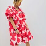 Robe fleurie manches bouffantes