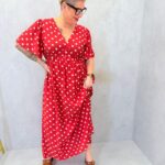 Robe Longue Rouge À Pois