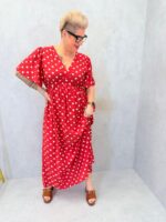 Robe Longue Rouge À Pois
