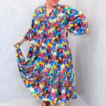 Robe Longue Imprimée Multicolore