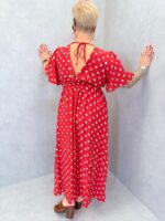Robe Longue Rouge À Pois – Image 3