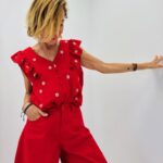 Chemise sans manches brodée