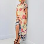 Robe col V fil lurex