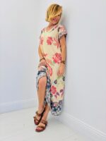 Robe col V fil lurex