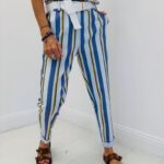 Pantalon rayé taille élastique