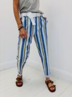 Pantalon rayé taille élastique