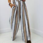 Pantalon élastique rayé