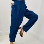 Pantalon Bleu Marine Rayé