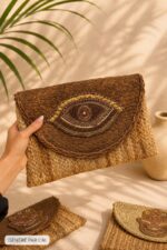 Pochette Sac Paille Tressée Œil – Image 5