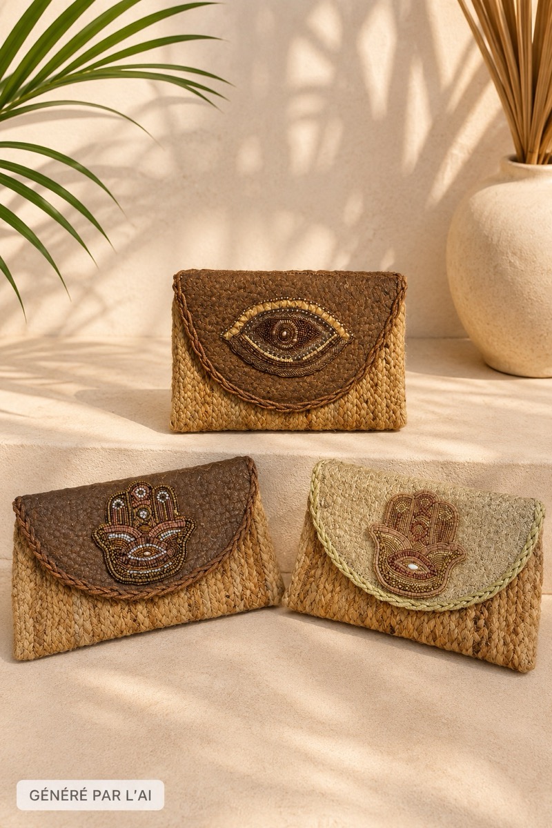 4CFEAC2B-CA64-4E79-9E39-D8E9DE55C6F0 Pochette Sac Paille Tressée Œil – Image 1