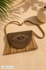 Pochette Sac Paille Tressée Œil – Image 3