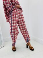 Pantalon à carreaux brodé détail perles - Marque CORNER