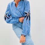 Chemise Rayée Broderie Détail Sequins