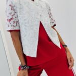 Veste dentelle boutonnage décalé