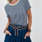 T-shirt rayé col lurex