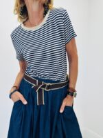 T-shirt rayé col lurex