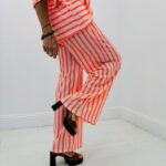 Pantalon Rayé Taille Élastique