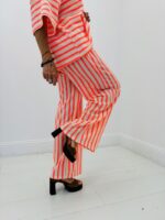 Pantalon Rayé Taille Élastique