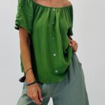 Top Col Bardot Boutonné - Marque CASCADE