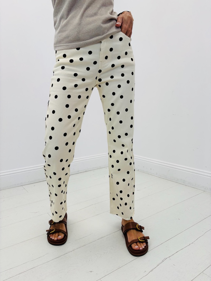 IMG_9552 Jean Coupe Flared Motif Pois – Image 1