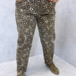 Pantalon Barrel Imprimé Léopard