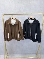 Veste zippée bimatière décontractée – Image 2