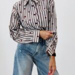 Chemise rayée motif cœur