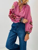 Blouse rayée manches brodée – Image 8