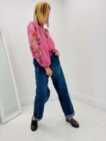 Blouse rayée brodée détail sequins – Image 3