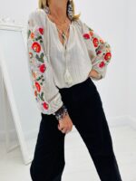 Blouse rayée brodée détail sequins – Image 6