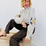 Chemise rayures brodée