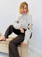 Chemise rayures brodée