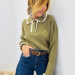 Pull Polo Maille Côtelée