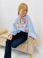 Blouse rayures brodée