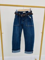 Jeans Ceinturé Coupe Barrel Poches Italiennes – Image 2