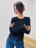 Pull Maille Côtelé Détails Dentelle – Image 6