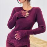 Pull Maille Côtelé Détails Dentelle