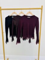 Pull Maille Côtelé Détails Dentelle – Image 2