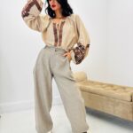 Pantalon Large Rayures