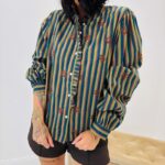 Chemise rayée brodée