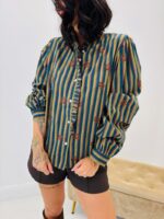 Chemise rayée brodée