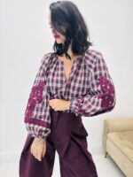 Blouse à Carreaux Brodée