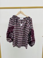 Blouse à Carreaux Brodée – Image 2