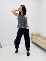Top à Carreaux One Shoulder – Image 3