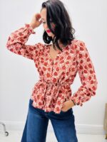 Blouse avec nœud imprimée