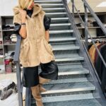 Veste sans manches à capuche en fausse fourrure - Marque Giovanni