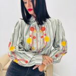 Chemise rayée brodée
